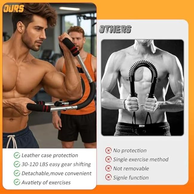 Twister Arm Trainer Adjustable Twister Arm Chest Exerciser (30-120lb) Power Arm Trainer for Men and Women Chest Workout Equipment Shoulder Muscle Training Home Fitness Equipment Red