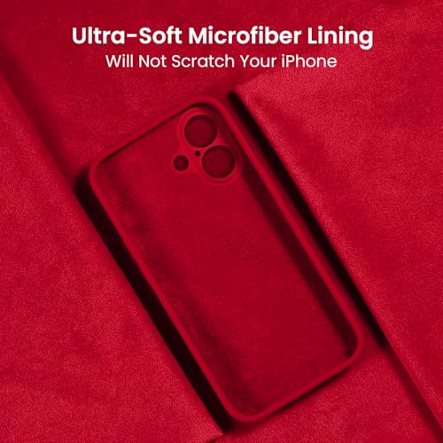 Image of FireNova Designed for iPhone 16 Plus Case, Silicone Upgraded [Camera Protection] Case, Soft Anti-Scratch Microfiber Lining Inside, 6.7 inch, Deep Red