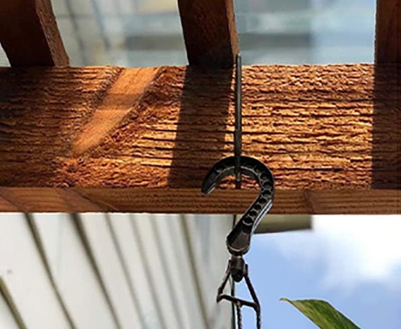 8 Pack 2 x 6 Inch Vinyl Fence Hooks Patio Fence Hooks White Powder Coated Steel Hangers for Hanging Planters, Black image 5