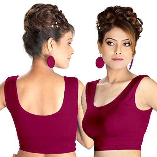 Image of Abhi Readymade Saree Blouse for Women- Sleeveless, Round Neck, Regular-fit, Stretchable, Pull-on Style Blouse