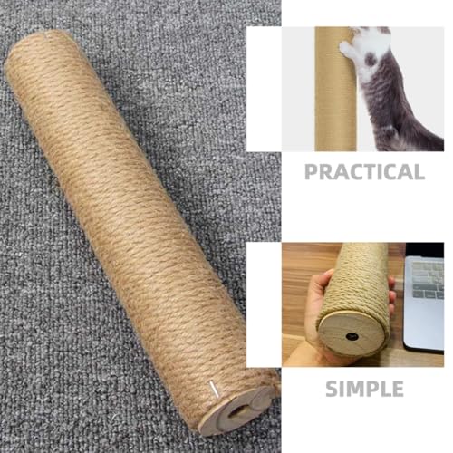 Poste rascador para gatos de madera y cuerda de yute miniatura 3