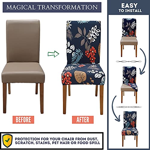 Image of SPRINGRICO Chair Covers for Dining Room 6 Pack, Stretch Dining Chair Cover, Washable Spandex Kitchen Parsons Chair Slipcovers, Removable Seat Protector for Home or Party ( Set of 6, Garden Wind)