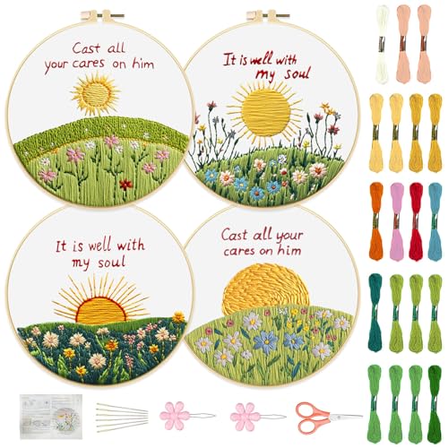 Kit broderie point de croix débutant Freeebloss idée cadeau fait main 4 modèles