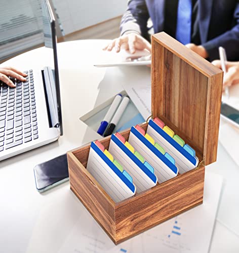 Neando Index Card Holder, 5X8-Inch Index Cards Organizer Box, Acacia Wood #TOP5