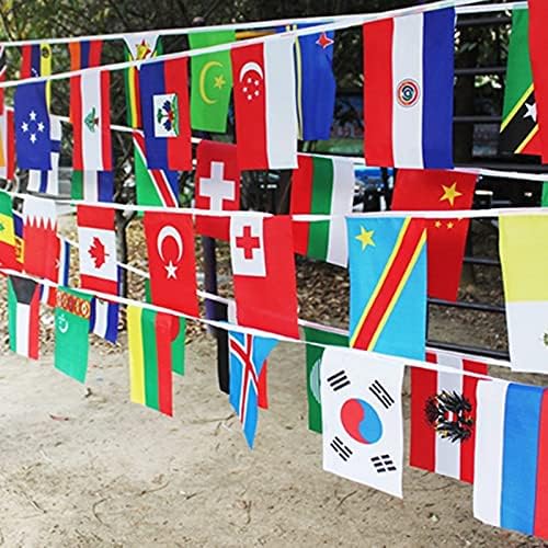 Yicdfur 万国旗 運動会 決算特価商品 文化祭 100ヶ国 連旗 長25m 装飾 世界 フェスティバル 国旗 体育 国際交流 イベント
