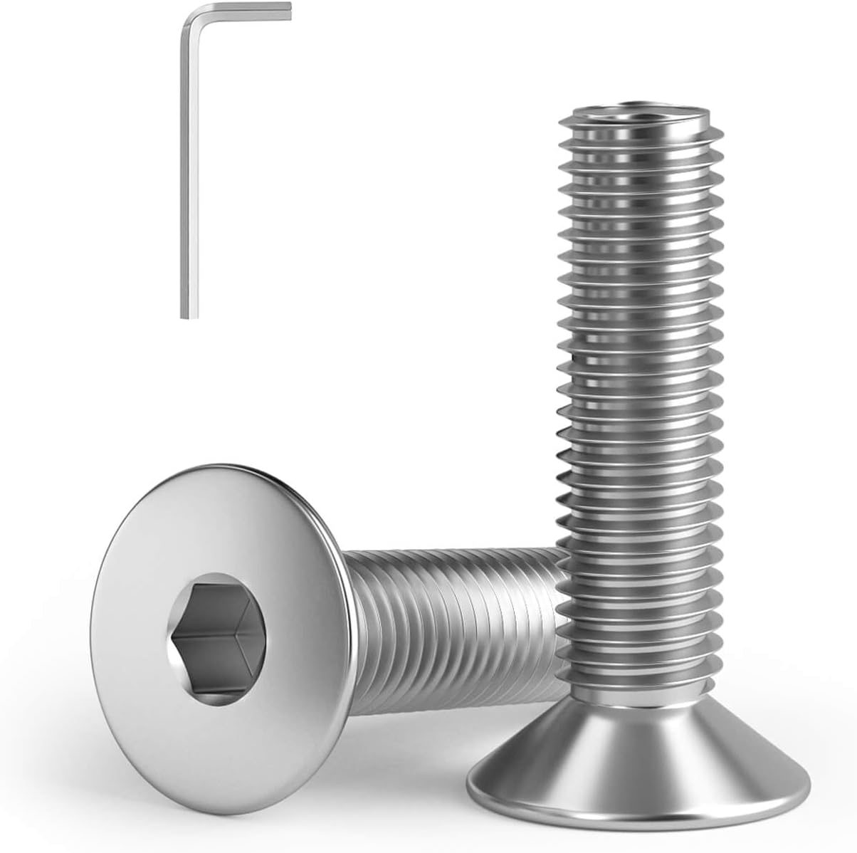 - 5/16-18 x 2-5/8''(10 Pack) Flat Head Hex Socket Cap Screws Countersunk Bolts, Allen Socket Drive, 304 Stainless Steel 18-8, Fully Machine Thread, Bright Finish (with hex Spanner)