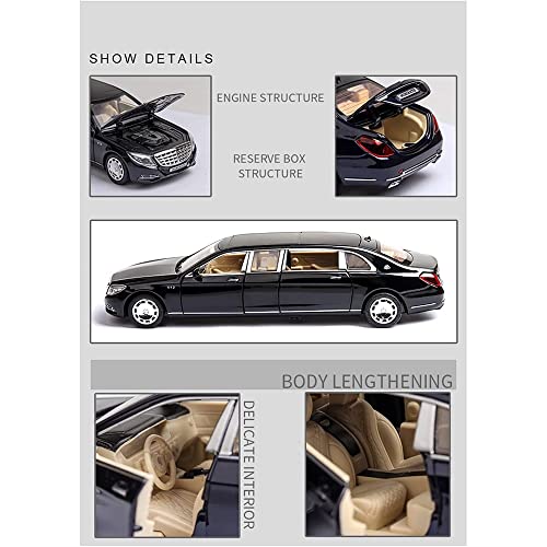 Image of DARVICE 1:24 Diecast Metal Car Model Maybeach Toy Cars For Kids Pull Back Openable Doors With Light Sound|Multicolor