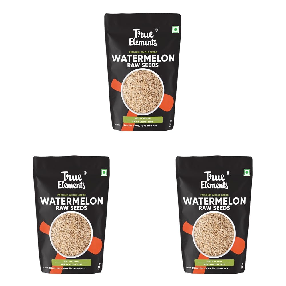 True Elements Raw Watermelon Seeds 150 g | High Protein, Fiber-Rich Superfood | Ideal for Snacking, Baking & Salads (Pack of 3)-picture-18