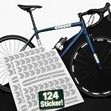 NEU: LEÓN Goods - 124 Fahrrad reflektoren Aufkleber, reflektoren Sticker Fahrrad - 124 Sticker in Chevron Form! (Silber 2x Bögen)