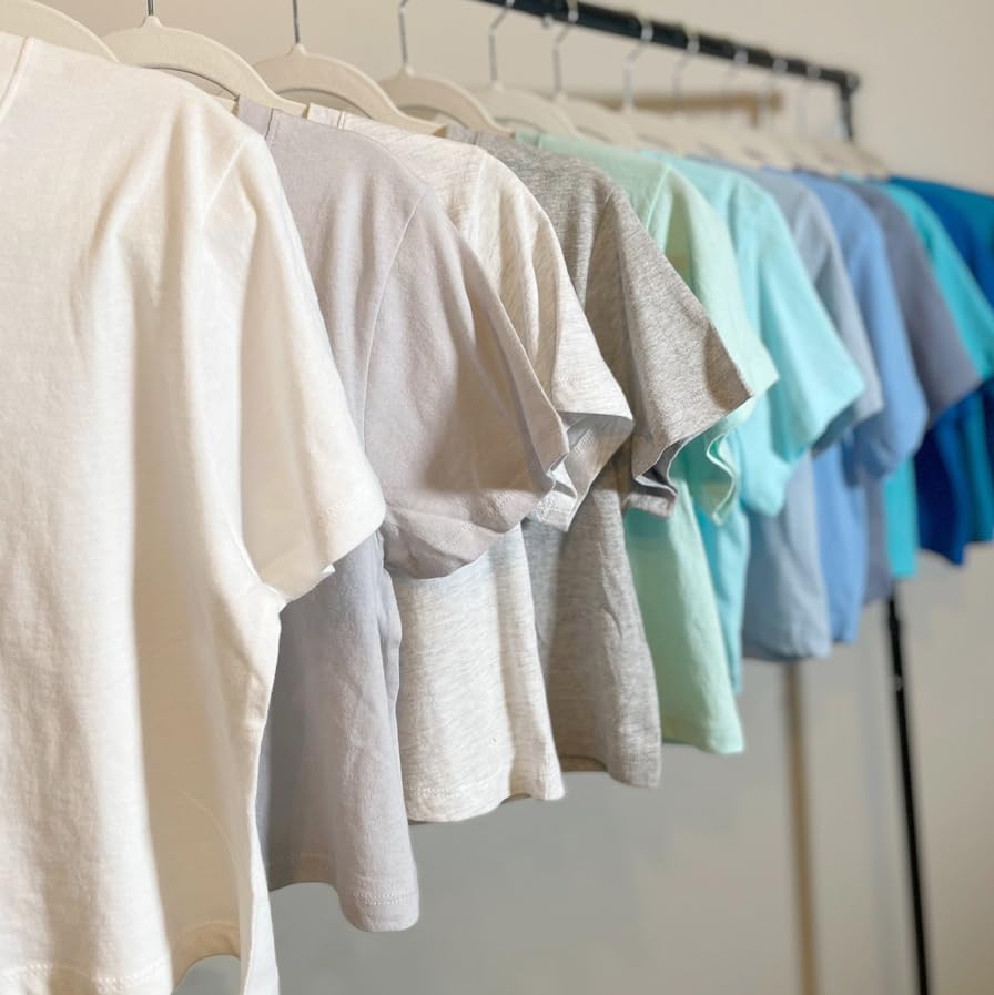 Women's Loose Fit Crop Tops Round Neck Short Sleeve Casual 100% Cotton Cropped Top Tee T-Shirt2