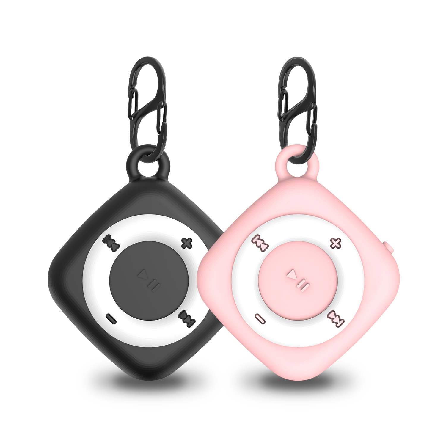 [2 Pack] Silicon Case for Tile Mate 2022 Tracker with Keychains, Waterproof Full Body Protective Cover for Tile Mate Holder, Anti Lost Hidden Full Cover for Tile Mate (Black & Pink)