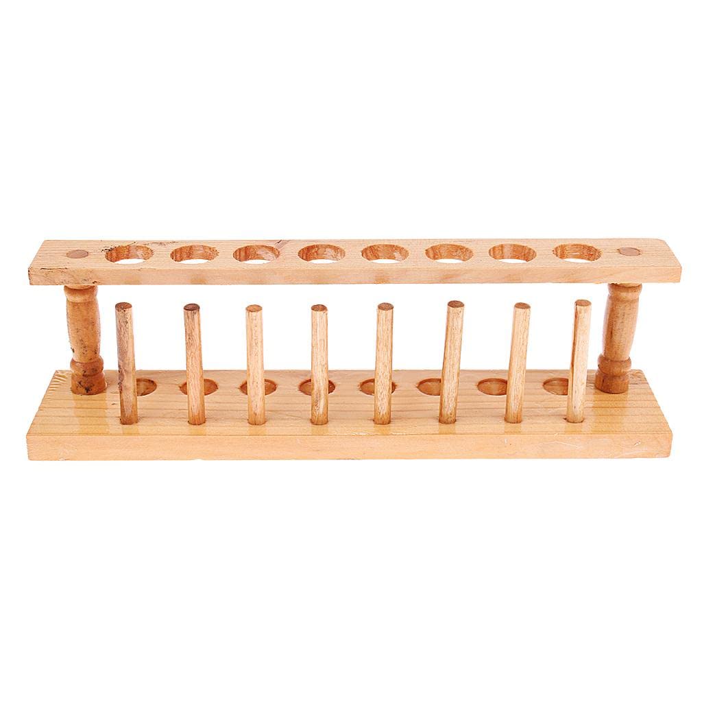 SAZ DEKOR Lab Wooden Test Tube Storage Holder Bracket Rack With Stand Sticks 8 Holes-image-32