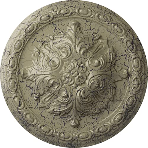 Ekena Millwork CM11ACCSC 11 3/8"OD X 2"P Acanthus Ceiling Medallion, Castle Stone Crackle