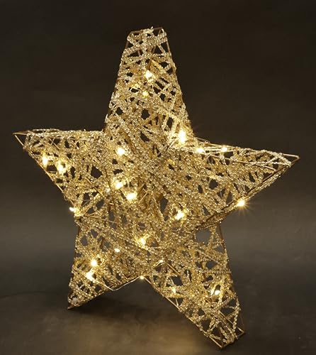 LED Deko Leuchte mit LED in Warmweiß Leuchtstern aus Metall mit Timer...