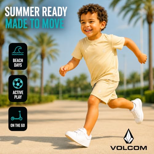 Image of Volcom Toddler Baby Boy Shorts Set - 2 Piece Short Sleeve Graphic Tees and Shorts Infant Toddler Little Boys Summer Outfits
