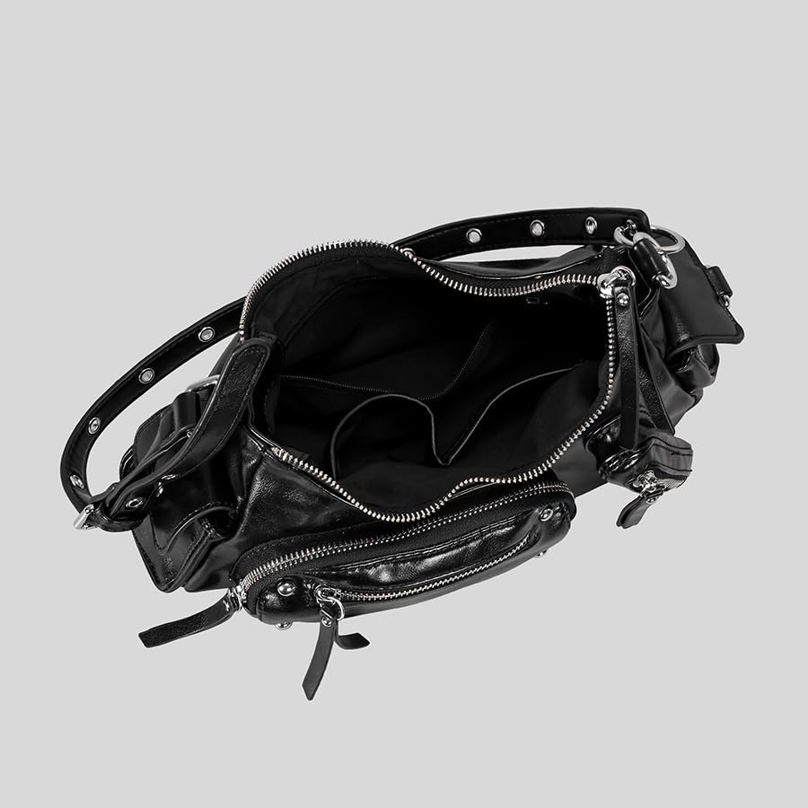 Image of Shoulder Purse for Women, Leather Women's Handbag Y2k Aesthetic Coquette Shoulder Bag Hobo Punk Trendy Ladies Purse