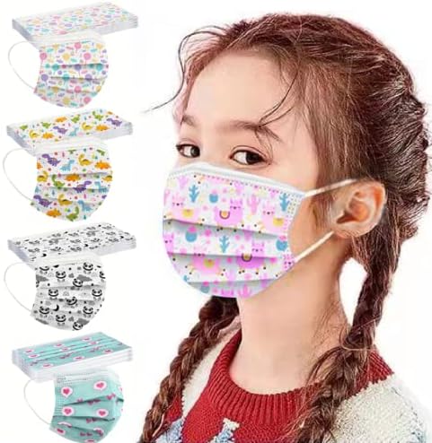 Miniatura 5 de Cubrebocas para niños paquete de 50100 mascarillas desechables de 3 capas cómodas máscaras de Navidad con estampado de animales feliz día festivo