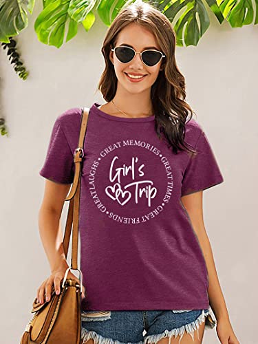 Image of Girls Trip Shirts for Women 2026 Girl Vacation Weekend Matching Tshirts Summer Vacay Mode Graphic Tees
