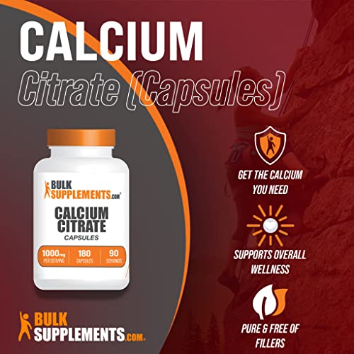 Bulksupplements.com Calcium Citrate Capsules - Calcium Citrate Supplement - Calcium Supplements - Calcium Citrate Pills - Calcium Capsules - 2 Capsules (210Mg Calcium) Per Serving (180 Capsules) #TOP2