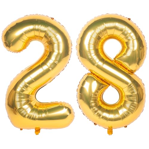 Image of 40 Inch gold Number Balloons 28 Helium Foil Mylar Balloon | Birthday Party banquet Decoration 28