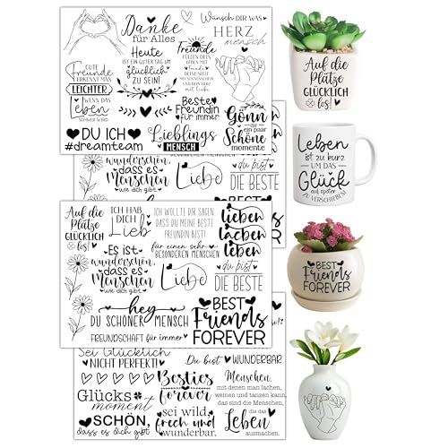 Rub On Sticker Sprüche Rub On Transferfolie Sticker Natur Aufkleber mit liebevollen Sprüchen wie Best Friends Forever perfekt für Karten Scrapbooking & DIY Deko