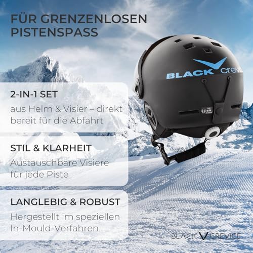 BLACK CREVICE Skihelm Saalbach I Skihelm mit Visier im Pilotenstyle in verschiedenen Farben I...