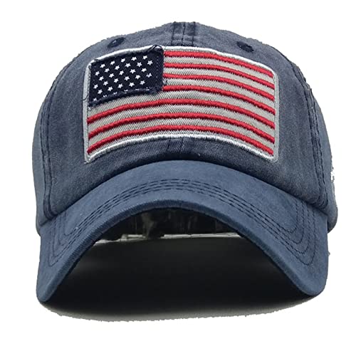 Jumsky Men Women American Flags Baseball Caps Washed Cotton Plain Dad Hat Navy #TOP1