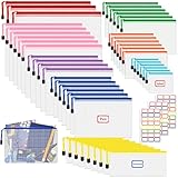 45 Stück Dokumententasche, 8 Größen Dokumententasche mit Reißverschluss,Wasserdichte Dokumententasche,Kunststoff Mesh Datei Taschen Dokumententasche für Schule, Zuhause, Büro, Reisen, Kosmetika