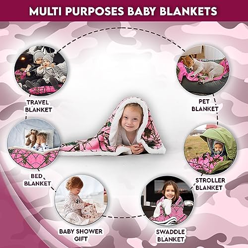 Image of Ultra Soft Sherpa Fleece Camo Throw Blanket | Cozy, Plush Baby Blanket for Kids | Reversible with Camo Prints | Washable | Wide Size for Extra for Warmth & Comfort | Cute Baby Shower Present