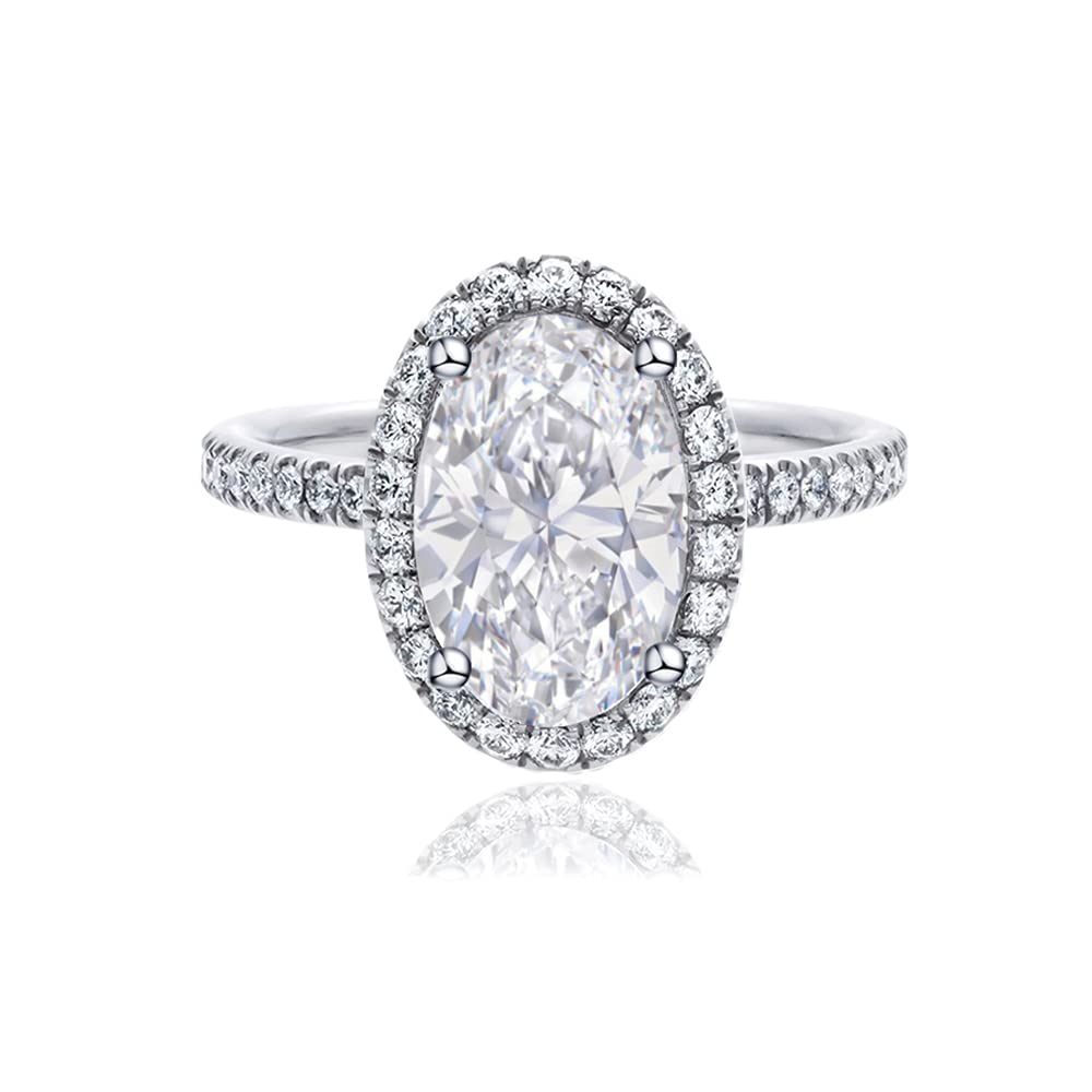 RMREWY 925 Sterling Silver Moissanite Ring 2Ct Oval Cut Moissanite Engagement Ring Custom Wedding Ri