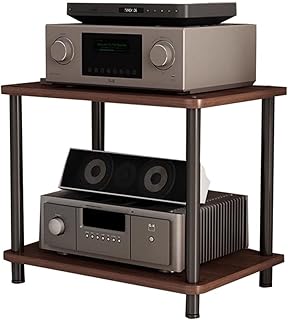 Estantería HiFi de 2 Niveles para AV, Soporte para Reproductor de Discos, Soporte para Equipos de Sonido, gabinete para componentes estéreo (marrón, 60 x 40 x 62,5 cm)