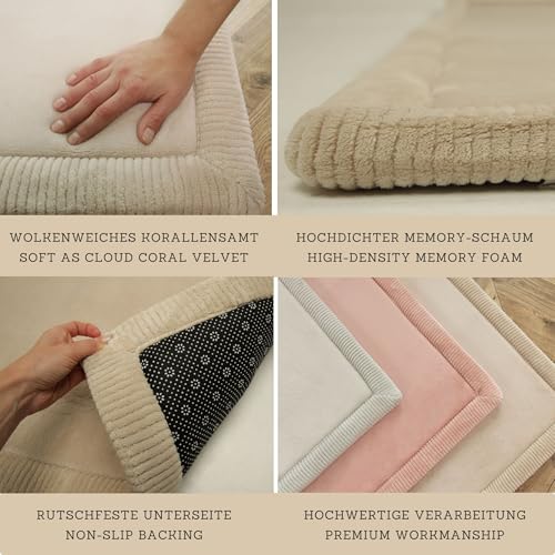 Wolkenweiche Spielmatte Baby 200x150x2,5cm, beige – Teppich für Kinderzimmer mit hochwertigem Memory-Schaum – Krabbelmatte Baby mit Rutschfester Unterseite – Krabbeldecke, Kinderteppich, Tatami Matte - 4