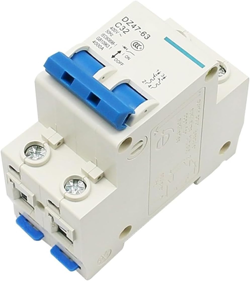 ALKOY Circuit breakerDZ47-63 2P Small Circuit Breakers Dc 12v Cell Reset Remaining Breaker Operator Current 1Pcs (Size : 25A) (Size : 25A)