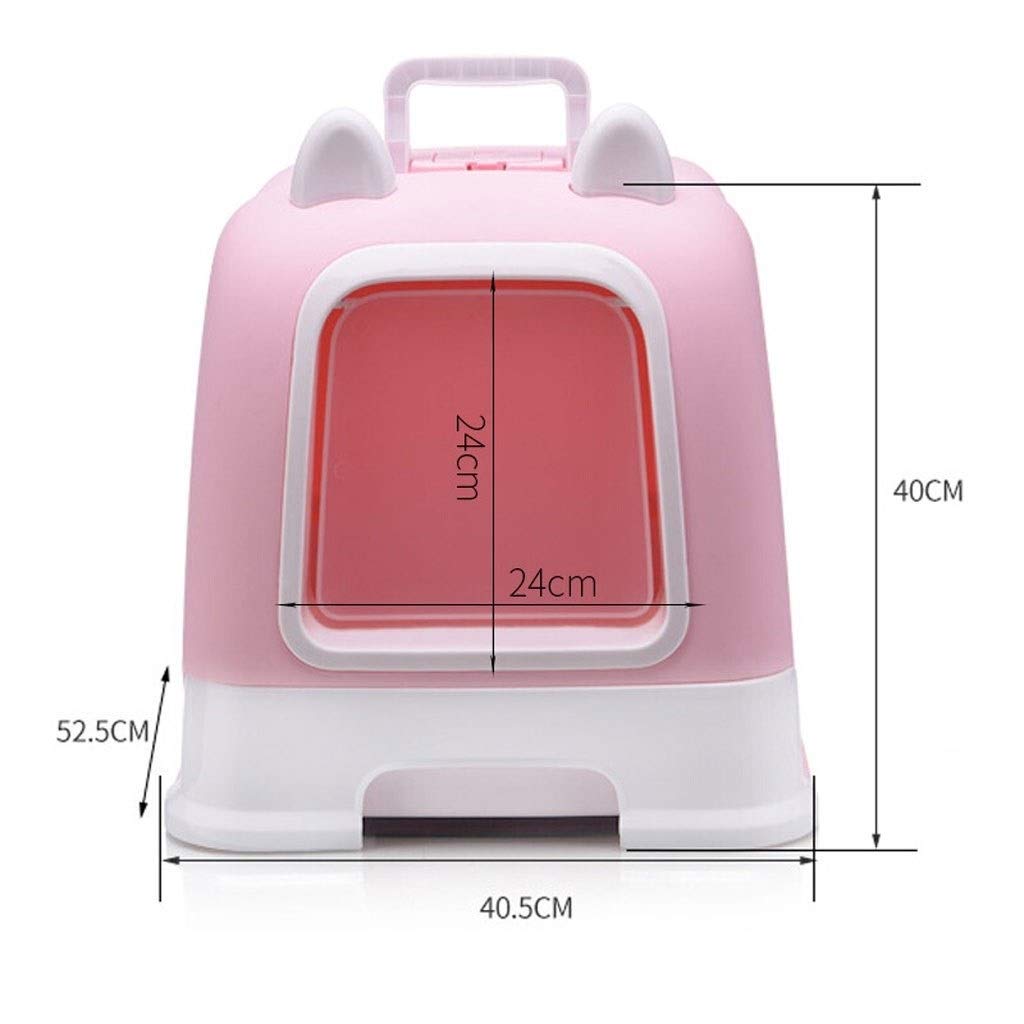 Haustiertoilette Mode Kreativer tragbarer Griff Automatische Katzentoilette Haustier Mülleimer mit Schublade Katzenstreu Katzentoilette Katzentoilette (Farbe: Roze)