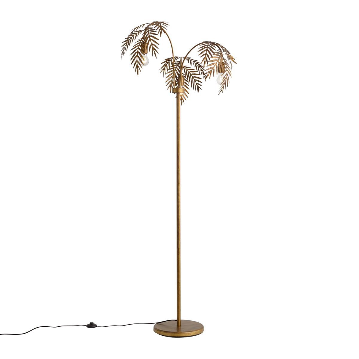 Qazqa Gold - Vintage Floor Lamp 193 Cm 3 Lights - Botanica - Country - Suitable For Led E14 | 3 Light - Steel Floor Lamp - Suitable For Living Room I Bedroom I