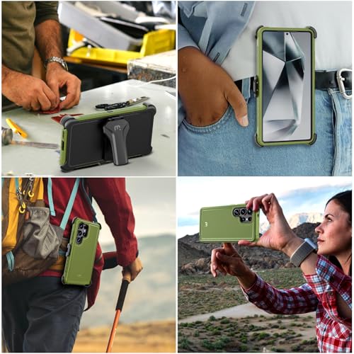 M MYBAT PRO Maverick Series for Samsung Galaxy S25 Ultra Case with Belt Clip Holster, 6.9 inch, Heavy Duty Military Grade Drop Protective Case w 360° Rotating Stand (No Screen Protector) Army Green by M MYBAT PRO - Image 7