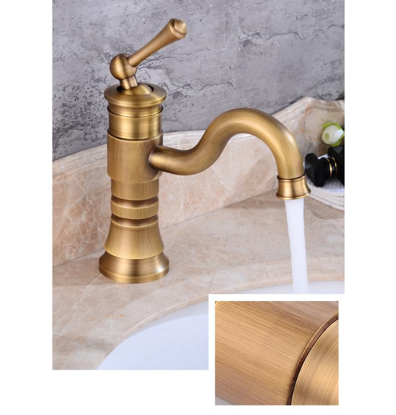 Robinet de lavabo antique en cuivre mitigeur eau chaude froide durable