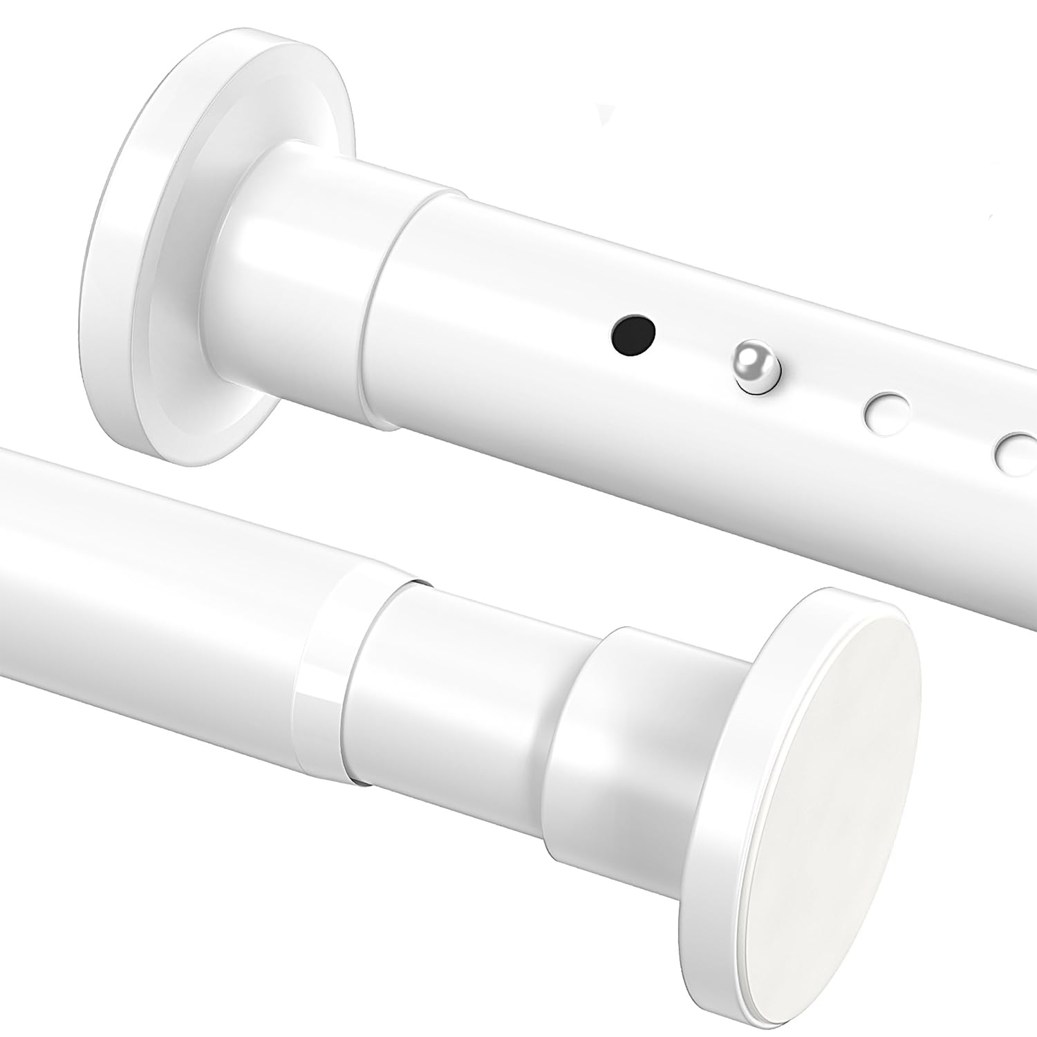 WELDUN Bastoni estensibili per tende da 98-150 cm, senza foratura, Φ32 mm, asta per tenda da doccia con 2 basi a parete, asta telescopica per appendere vestiti, per armadio, armadio bianco