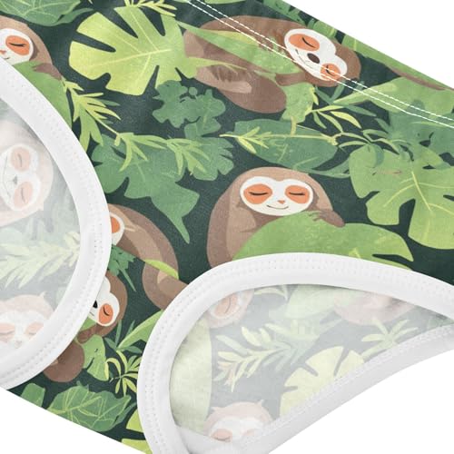 Wusikd Sloths Sleeping Girls' Underwear Cotton Leaves Girls Briefs Soft Toddler Underwear 2T4