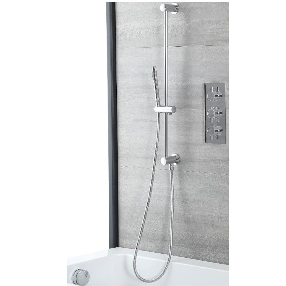 Milano Mirage Thermostatic Mixer Valve Hand Shower Handset Riser Rail Overflow Bath Filler - Chrome