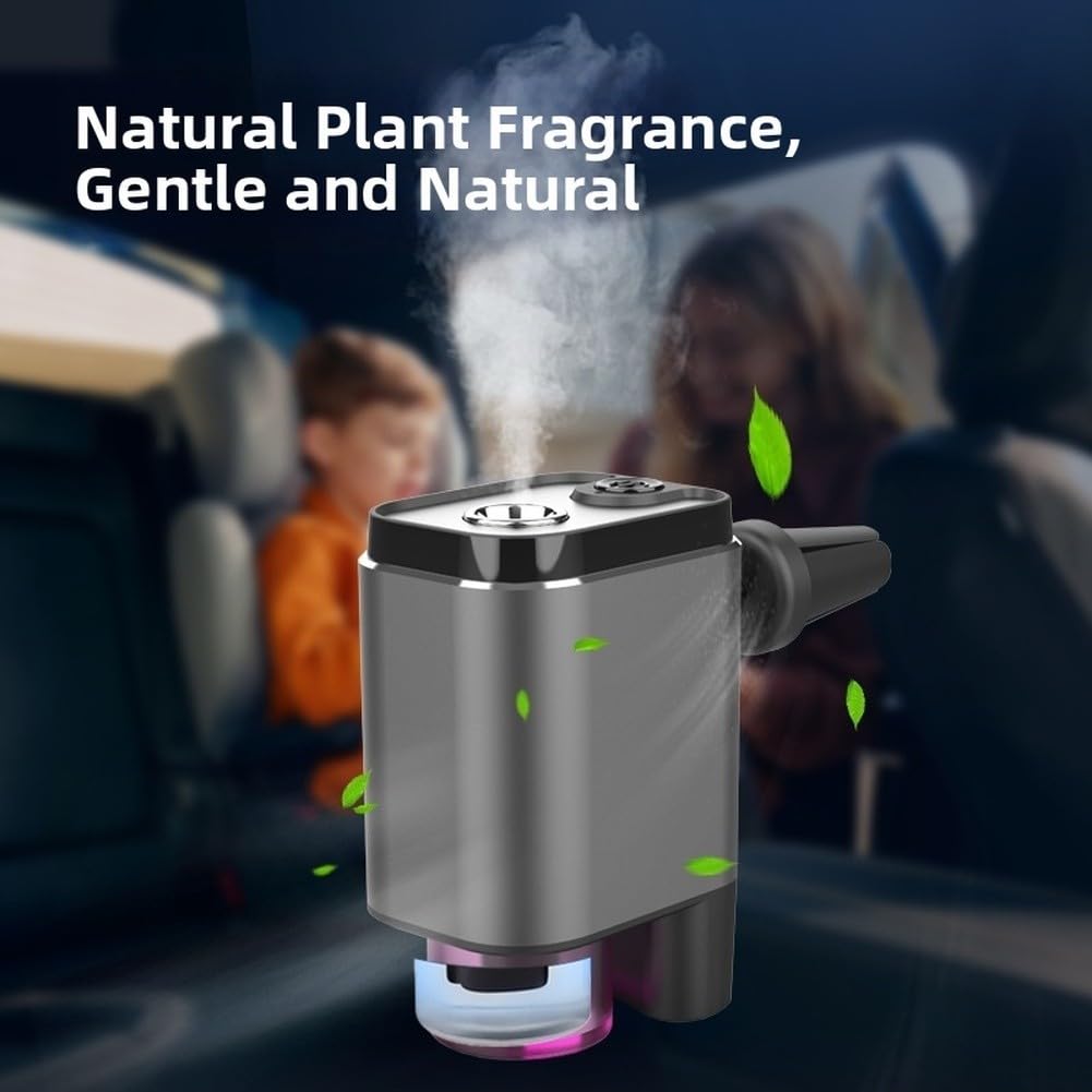 Elektryczny dyfuzor do aromaterapii z mgłą o wysokiej częstotliwości – 3 tryby Smart Start, Stop, wentylacja, metalowa obudowa, czarny (szary)