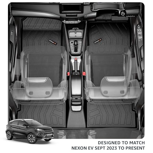 Image of Q Po Nexon EV (MAX) Sept 2023 - Present | ECO TPE Car Floor Mat | Anti Slip All Weather Mats for Nexon EV (Black)
