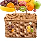 Cestas de Mimbre para Almacenamiento | Decoración Hogareña Rústica Portátil | Organizador de Juguetes Cestas de Almacenamiento con Asa | Para Baño Despensa Lavandería Guardería Juguetes Artículos de A