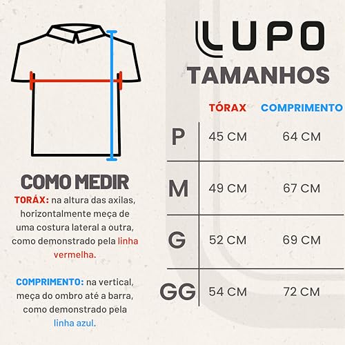 LUPO Camista T-shirt Masculina Polo Casual Adulto, Cinza, G