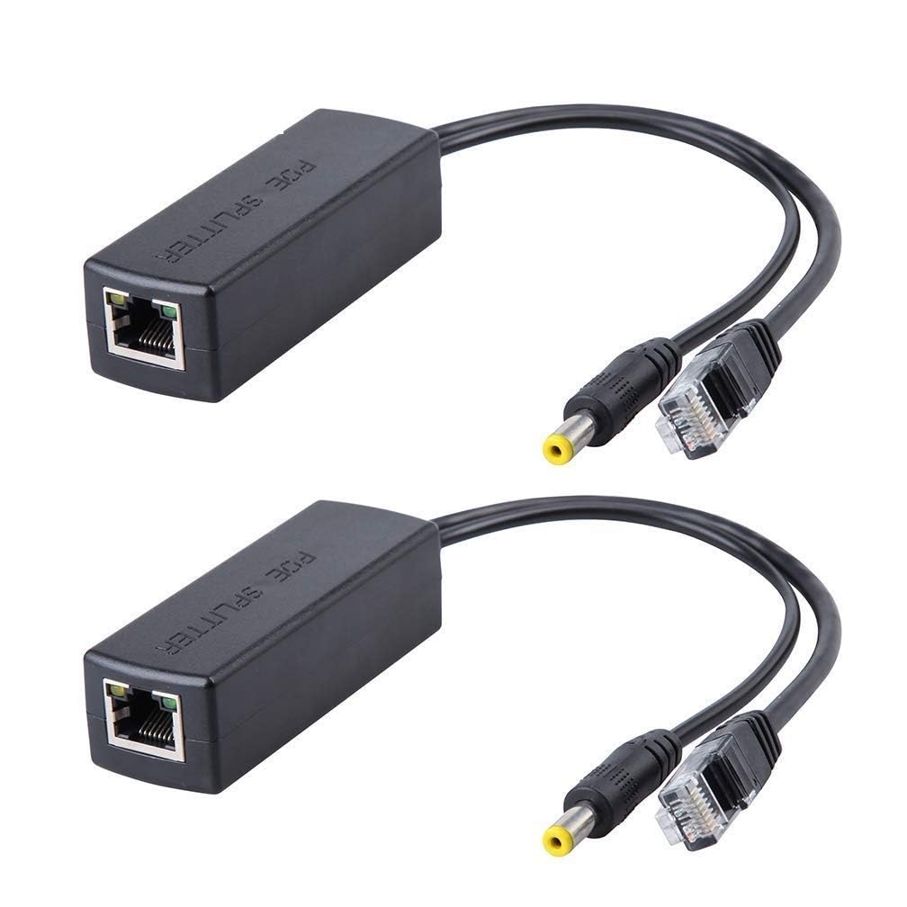 NALACAL 2 Pack Active POE Splitter Adapter, 48V to 12V, IEEE 802.3af Compliant 10/100Mbps up to 100 Metersfor IP Camera,Wireless Access Point and VoIP Phone