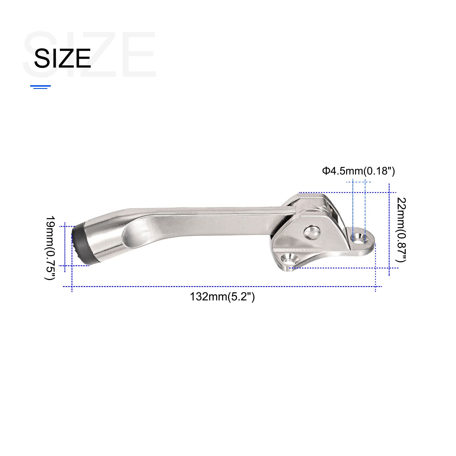 METALLIXITY Kickdown Door Stop (132mm/5.2") 1pcs, Zinc Alloy Easy Pedal Kick Down Door Stopper Rubber Tip with Screws - Image 2