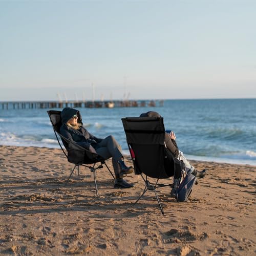 TOBTOS High Back Camping Chair, Lightweight Camping Chair with Headrest, Stable Portable Folding Chair for Outdoor Camp, Hiking, Backpacking(Black) - Thumbnail 6