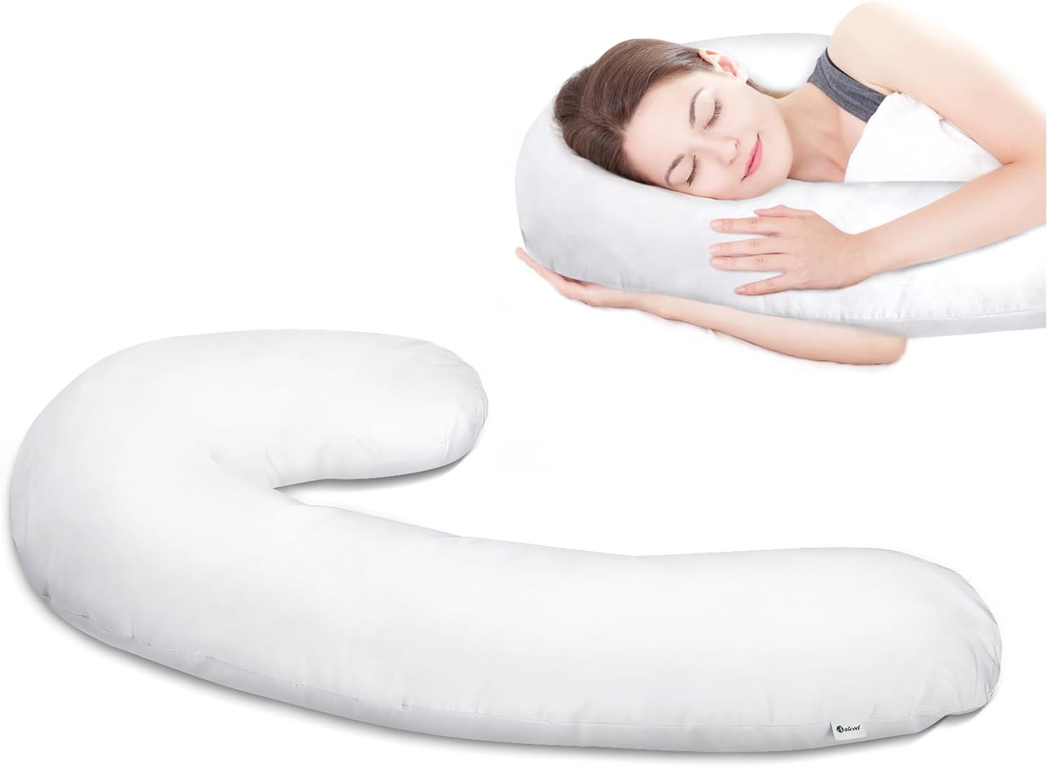( similar) Pillowcase Compatible with J Shape Contourr Swan Body Pillow Original and Cool XL Sizes, Breathable and Soft Fabric, White, 1 Pack