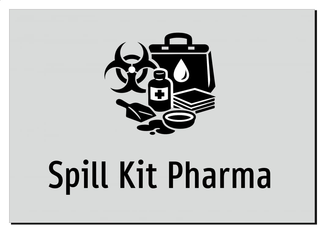 Spill Kit Pharma – Aluminiumschild A3: 420x297mm – Mit Grafik und Text