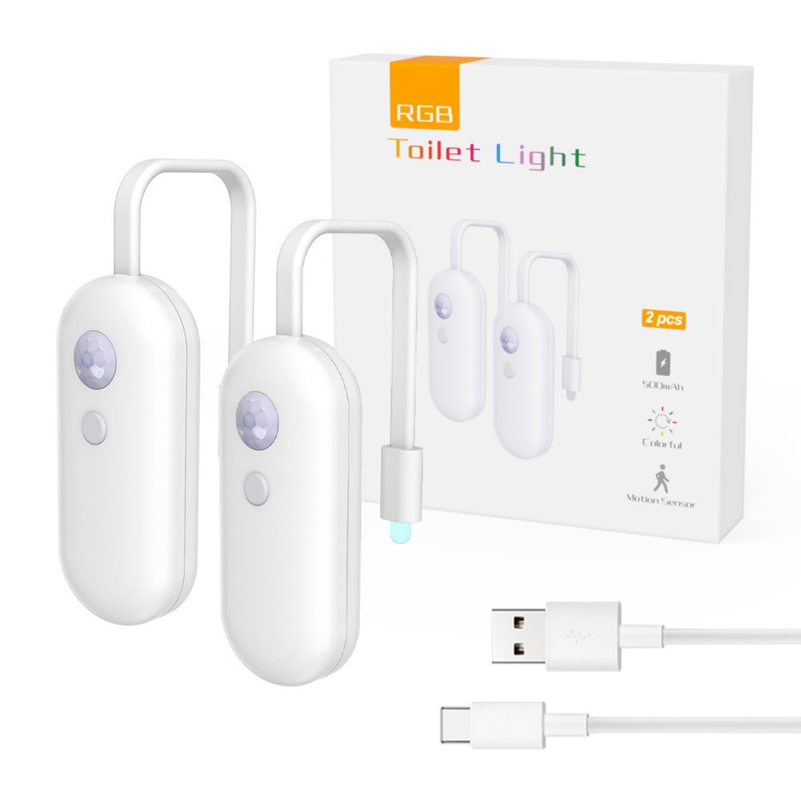 Motion Activated Color Changing Toilet Light USB Rechargeable IP65 for Bathroom Automatic Toilet Seat Light